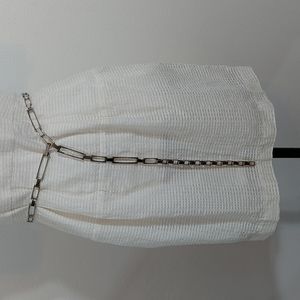 CK Calvin Klein Silver Tone Link Metal Belt